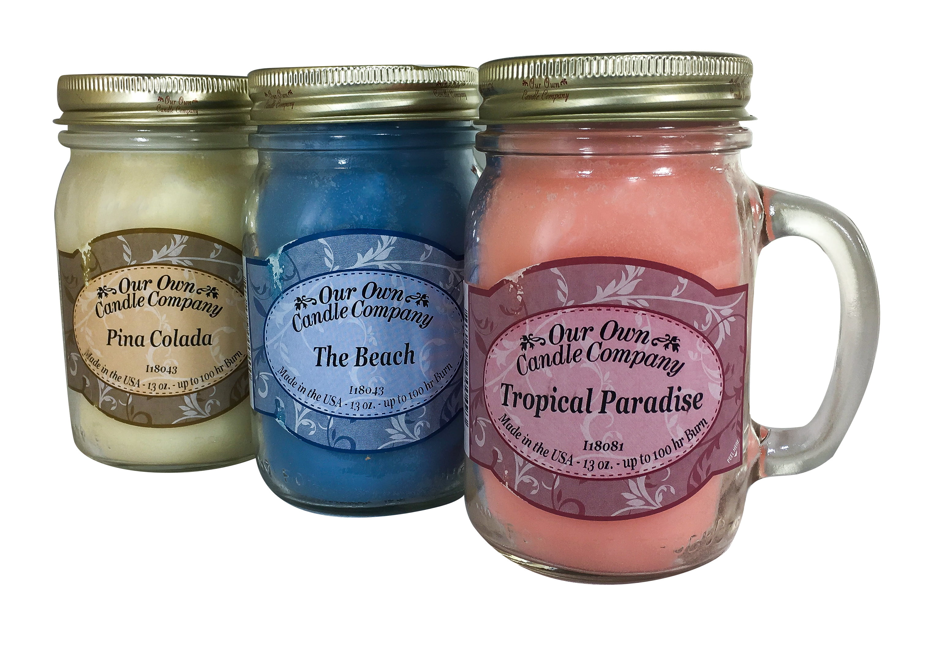 Pina Colada Scented Candle in 13 oz Mason Jar by Our Own Candle Company 