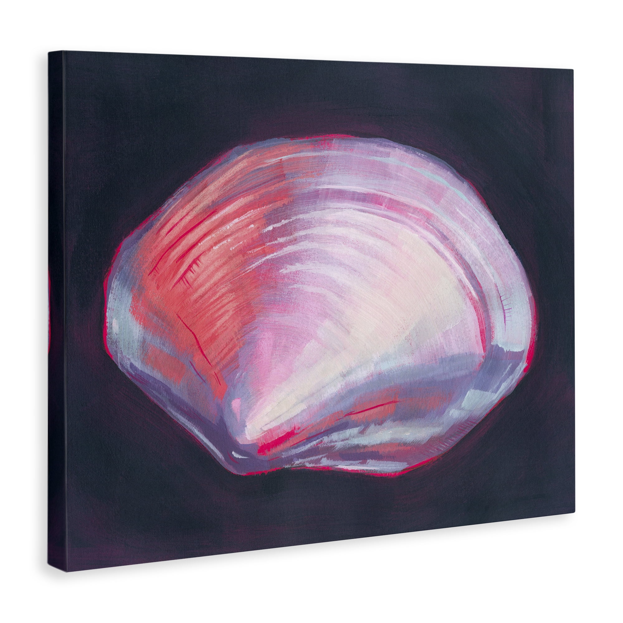 Stupell Industries Pink Clam on Black Animals & Insects Painting Gallery Wrapped Canvas Art Print Wall Art, 30 x 24