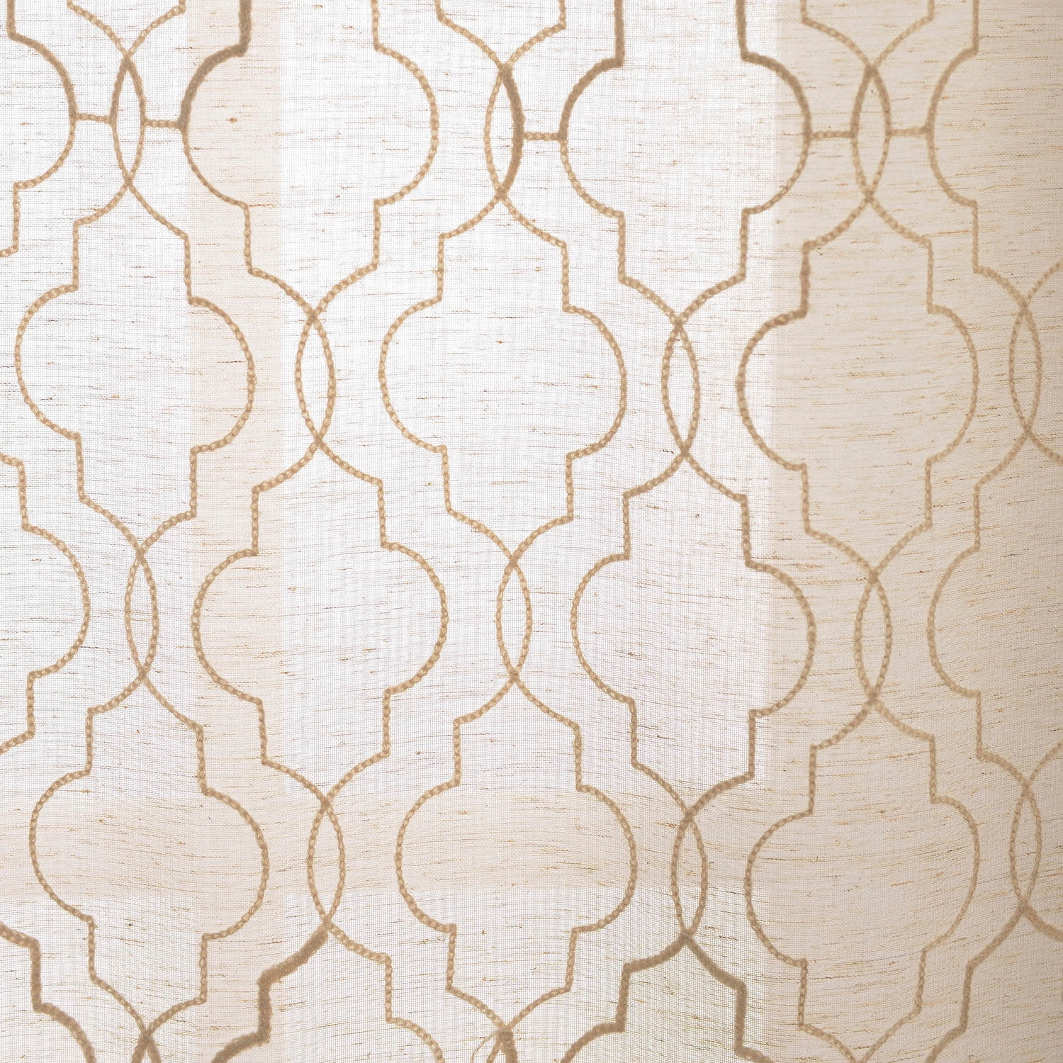 Saida Natural Embroidered Faux Linen Sheer Curtain (1 Panel), Saida Natural, 50W X 96L