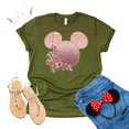 thumbnail image 4 of Women Teen Rose Gold Drip Mickey Ears with Flowers Shirt Unisex Floral Adult Ladies Boho Character Tshirt (Olive, XX Large), 4 of 7
