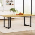 thumbnail image 6 of Tribesigns Dining Table Kitchen Table for 6, Rectangular Table with Steel Legs Metal Frame, Farmhouse Kitchen Table for Dining Room, Kitchen, Home Furniture (Rustic Oak & Black), 6 of 7
