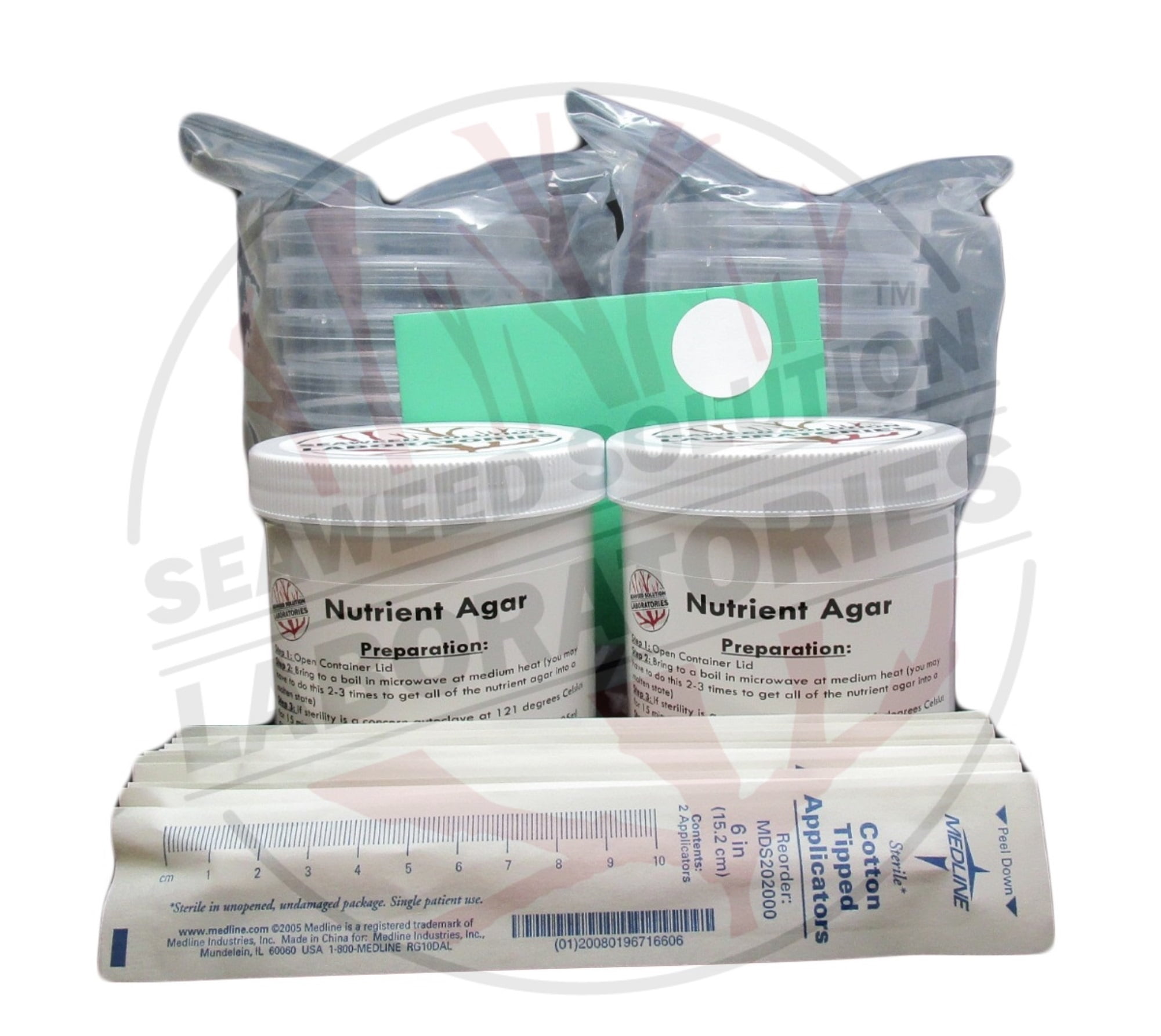 Petri Dishes (20 with Lids) with Sterilzed Nutrient Agar and Swabs