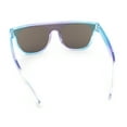 thumbnail image 7 of Kids Size Tie Dye Color Flat Top Shield Horn Rim Plastic Sunglasses Purple Blue - Blue Mirror, 7 of 7