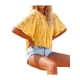 thumbnail image 4 of VISgogo, camisetas de gasa de verano para mujer, camisetas de manga corta acampanadas informales holgadas de encaje de Color sólido, ropa de calle para el día a día VISgogo  moda, 4 of 7