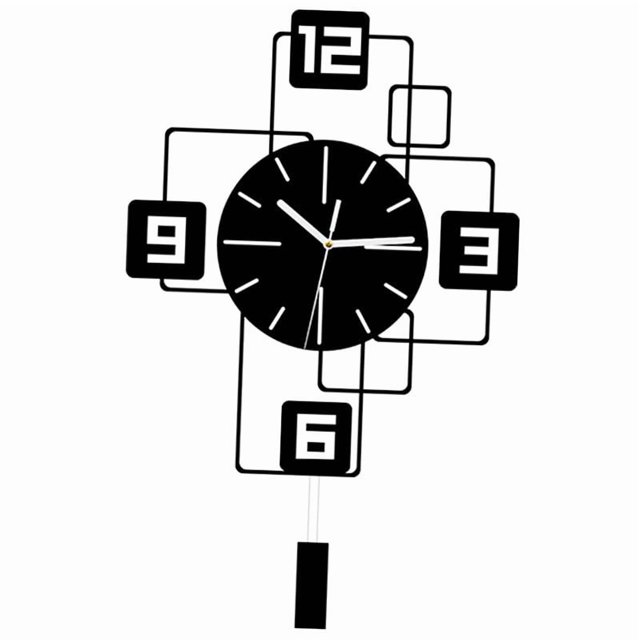 Reloj de pared con péndulo oscilante, reloj colgante, novedoso, decorativo, moderno, fácil de leer. Negro 25cmx40cm