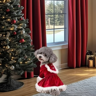 Dog Christmas Red Velvet Dress Cute Puppy Xmas Outfits Santa Claus Cat  Skirt Accessories Thermal Winter Warm Dog Clothes Coat Holiday Costumes -  Walmart.com