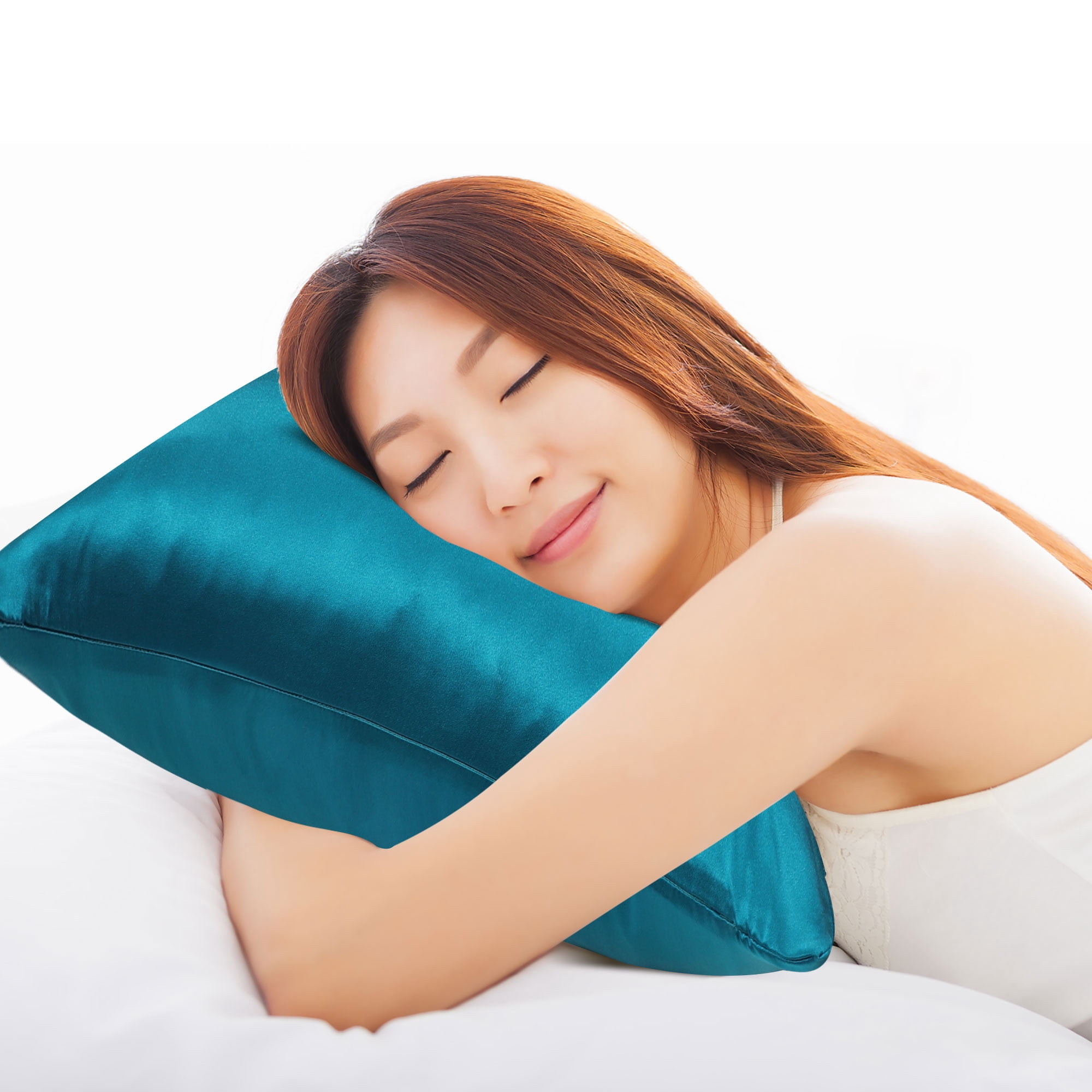 Unique Bargains 19 Momme Silk Pillowcase Envelope Closure Peacock Blue Standard