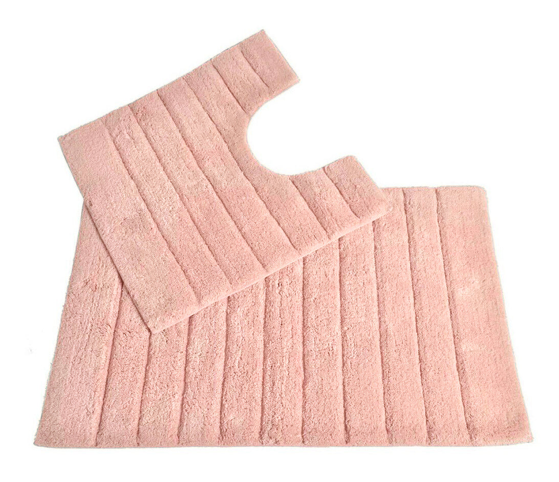 Luxury Bath Mat and Pedestal Set in Linear Ribbed Design
