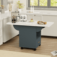 thumbnail image 6 of 39.4" Wood Folding Dining Table with 4 Wheels, Wood Folding End Table with Wheels, Folding Dining Table with Storage Rack and 1 Drawers, Movable Kitchen Table Extendable Versatile Table Space Saving, 6 of 8
