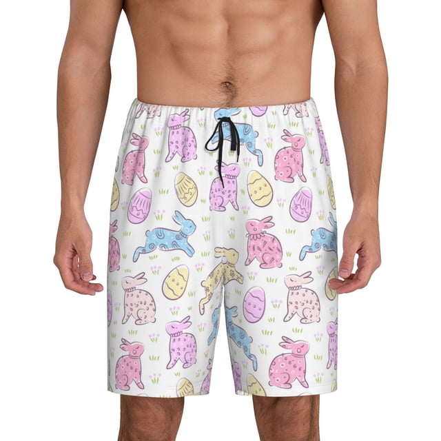 Fotbe Easter Colorful Rabbit Pantalones Cortos de Pijama para Hombre, Ropa de Dormir, Pantalones de Pijama Cortos para Hombre-4X-Large