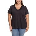 thumbnail image 4 of Ella Moss Women's Plus Sz Top 2X V-Neck Lace Short Sleeve Black, 4 of 4