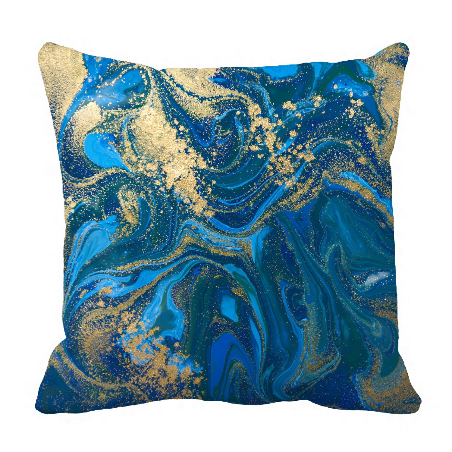 ABPHQTO Blue And Gold Liquid Texture Pillow Case Pillow
