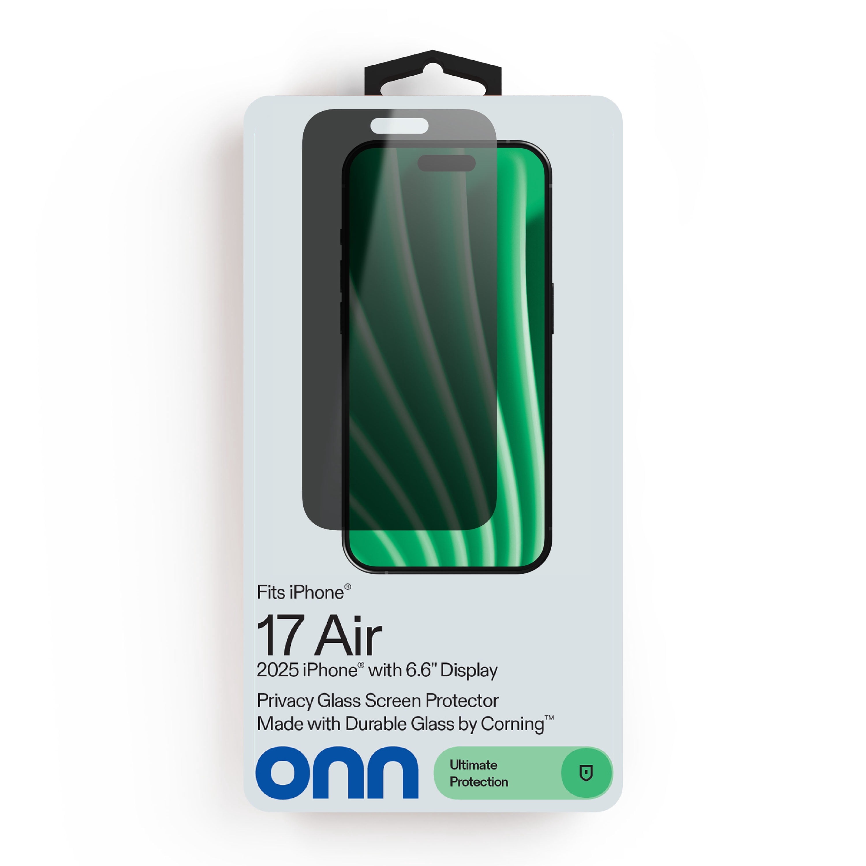 onn Privacy Glass Screen Protector for iPhone Air, Made with Durable Glass by Corning, with Easy Application Tray