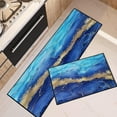 thumbnail image 3 of Blue Gold Marble Kitchen Rugs and Mats Non Skid Washable Set of 2, Indigo Marbling Classic Elegant Kitchen Mats for Floor, Modern Abstract Art Luxury Decor Kitchen Runner Rug, 3 of 6