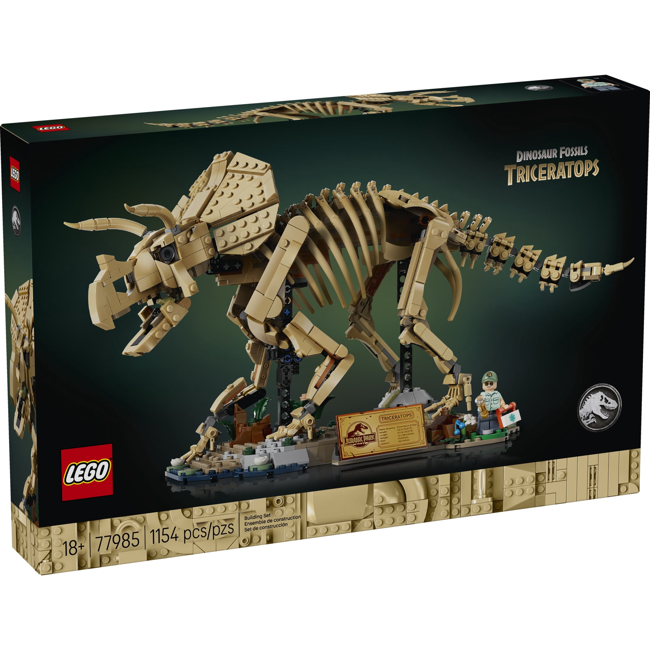 LEGO Jurassic World Dinosaur Fossils: Triceratops - Building Set for Adults, Ages 18+ - Posable Display for Home Office, Bedroom or Desk Décor - Gift for Men & Women - 77985