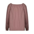 thumbnail image 4 of Women's Sweater 2023 Fall Solid Color Neck Pullover Bottoming Loose Knit Sweater Top Blouse, 4 of 7
