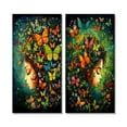 thumbnail image 2 of Designart "Girl in Butterfly Bliss Intimate Portrait I" Fashion Woman Wall Art Set Of 2 - Glam Green Gallery Wall Set For Home Decor, 2 of 6