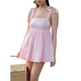 thumbnail image 2 of hirigin Women Summer Mini Dress, Casual Solid Color Tie-Up Straps Sling Dress Beach Vacation Short Dress, 2 of 6