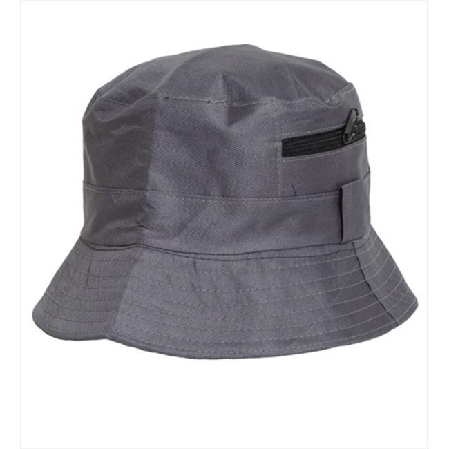 CoverYourHair 50996 Solid Bucket Hat With Zipper Pocket, Grey Walmart