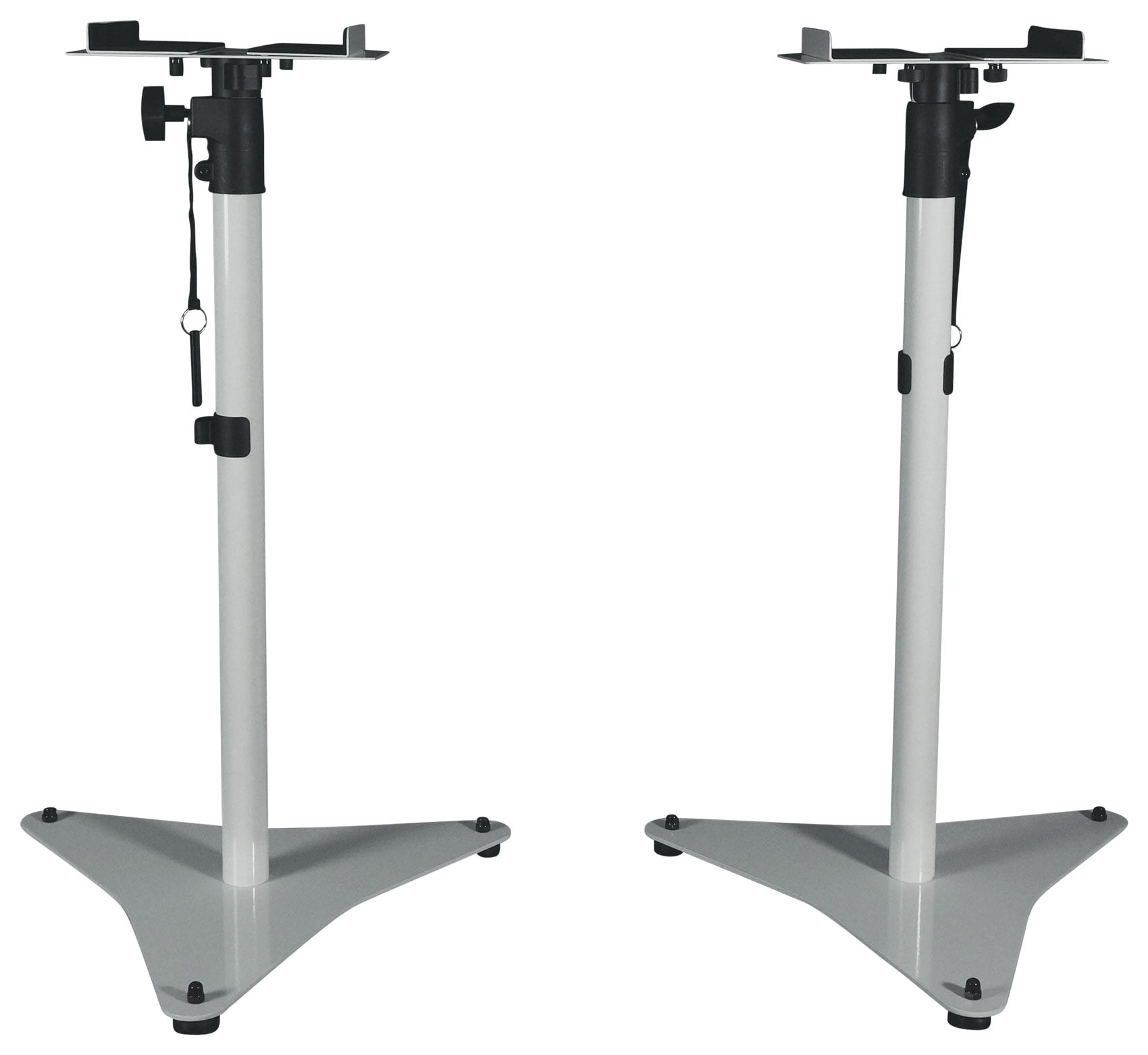 2) Rockville RockShelf 54W 5.25" Home Bookshelf Speakers+White Adjustable Stands