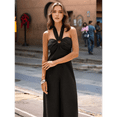 thumbnail image 4 of Maxi Jumpsuit for Women Crossover Halter Neck Straight Leg Overall Romper Black L, 4 of 7