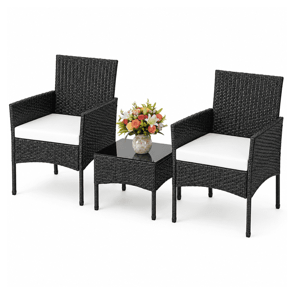 Alvantor 3 Pieces Patio Furniture Set, PE Rattan Wicker Patio Set with Two Outdoor Chairs and Table, Table Outdoor Garden Furniture Sets for Porch, Garden Poolside Balcony