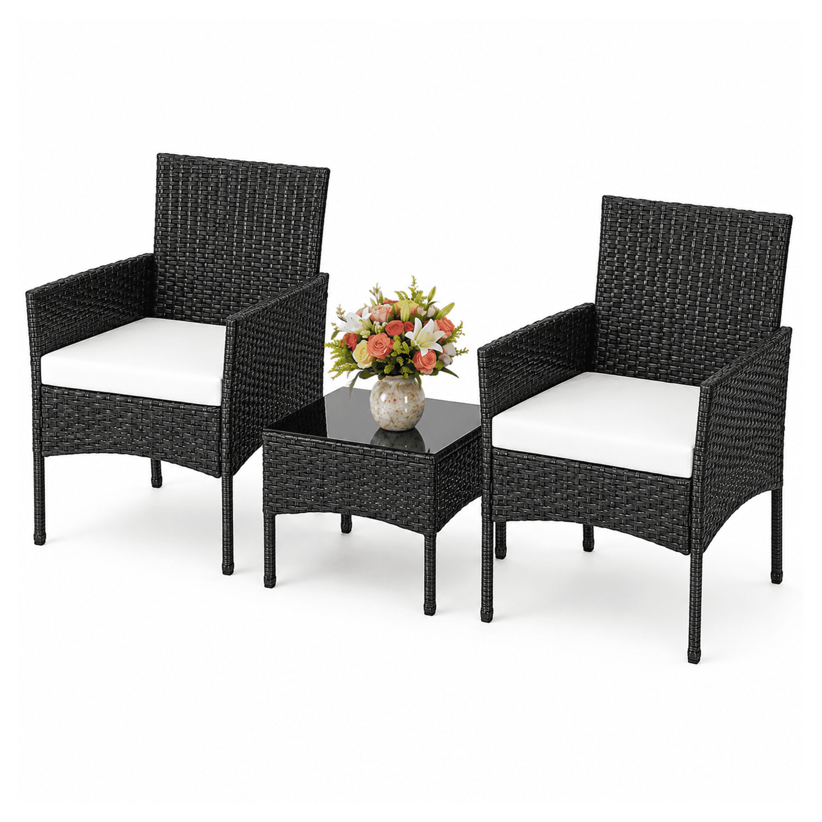 Alvantor 3 Pieces Patio Furniture Set, PE Rattan Wicker Patio Set with Two Outdoor Chairs and Table, Table Outdoor Garden Furniture Sets for Porch, Garden Poolside Balcony