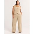 thumbnail image 2 of Sofia Jeans Women's and Women's Plus Linen Blend Wide Leg Pants, 32" Inseam, Sizes 0-28W, 2 of 4