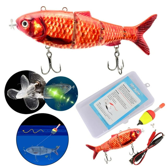 Robot nadando cebo eléctrico cebo eléctrico USB Cebo de carga Lámpara LED cebo duro multiarticular equipo de pesca