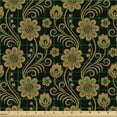 thumbnail image 2 of Ambesonne Floral Fabric by the Yard Upholstery, Brownish Leaves Flowers Art, 3 Yards, Charcoal Grey and Amber, 2 of 5