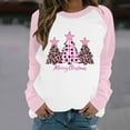 thumbnail image 2 of Lopecy-Sta Women's Pink Christmas Tree Print Raglan Sweatshirt, Casual Long Sleeve Crew Neck Pullover, Healthy Fabric Fleece Holiday Top for Women Pink XL, 2 of 3