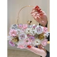 thumbnail image 3 of REMANLAND Women's PVC Floral Beaded Evening Clutch with Handle and Detachable Chain, Orange, 1, 3 of 8