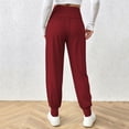 thumbnail image 6 of ClodeEU Women's High Waisted Smocked Waist Jogger Pants,Casual Loose Fit Joggers with Elastic Cuffs Wine,Women's Plus XXL, 6 of 9
