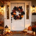 thumbnail image 5 of Bcylexb Fall Floral Wreaths for Front Door, 17.7" Artificial Maple Leaf Wreaths Realistic Hanging Door Wreath for Entry Porch Window Wall Indoor Outdoor Home Decor, 5 of 7