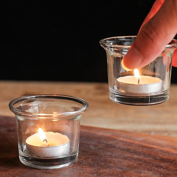 MLINS Transparent Glass Candle Holders for Tea Light Candles Adding Elegance to Any Occasion 8pcs
