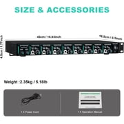 8-Channel Headphone Mixing Distribution Amplifier, Mountable High-Power Headphone Splitter Amp with Mono/Stereo Modes, 16 Headphone Outs, LED Meters for Studio & Live Sound Monitoring