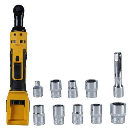 BELOWSYALER Cordless Electric Ratcheting Wrench Set 40 400RPM Cordless Ratcheting Wrench 3/8" 7 Sockets 1/4" Adapter Variable Speed