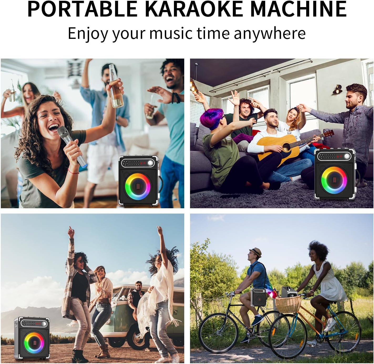 Rybozen Karaoke Machine with 2 Wireless Microphones, 2 Pieces