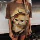 thumbnail image 5 of Blusa informal de manga corta con estampado de animales y manga corta para mujer Fridja  gope3491, 5 of 6