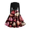 thumbnail image 4 of Fgvctg Valentine'S Day Dresses For Women Vintage Cocktail 50S Tea Dress Love Heart Graphic Crewneck Dress Oversized Date-Night Sweet Long Sleeve Clothing Soft Outfits Wine XL, 4 of 4