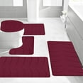 thumbnail image 5 of Btomtd 5pcs Soft Memory Foam Rugs Set with 3 Bath Mats U-shape Mat and Toilet Lid Cover, Absorbent Non Slip Toilet Floor Mats, Machine Washable Doormat Set, Red, 5 of 6