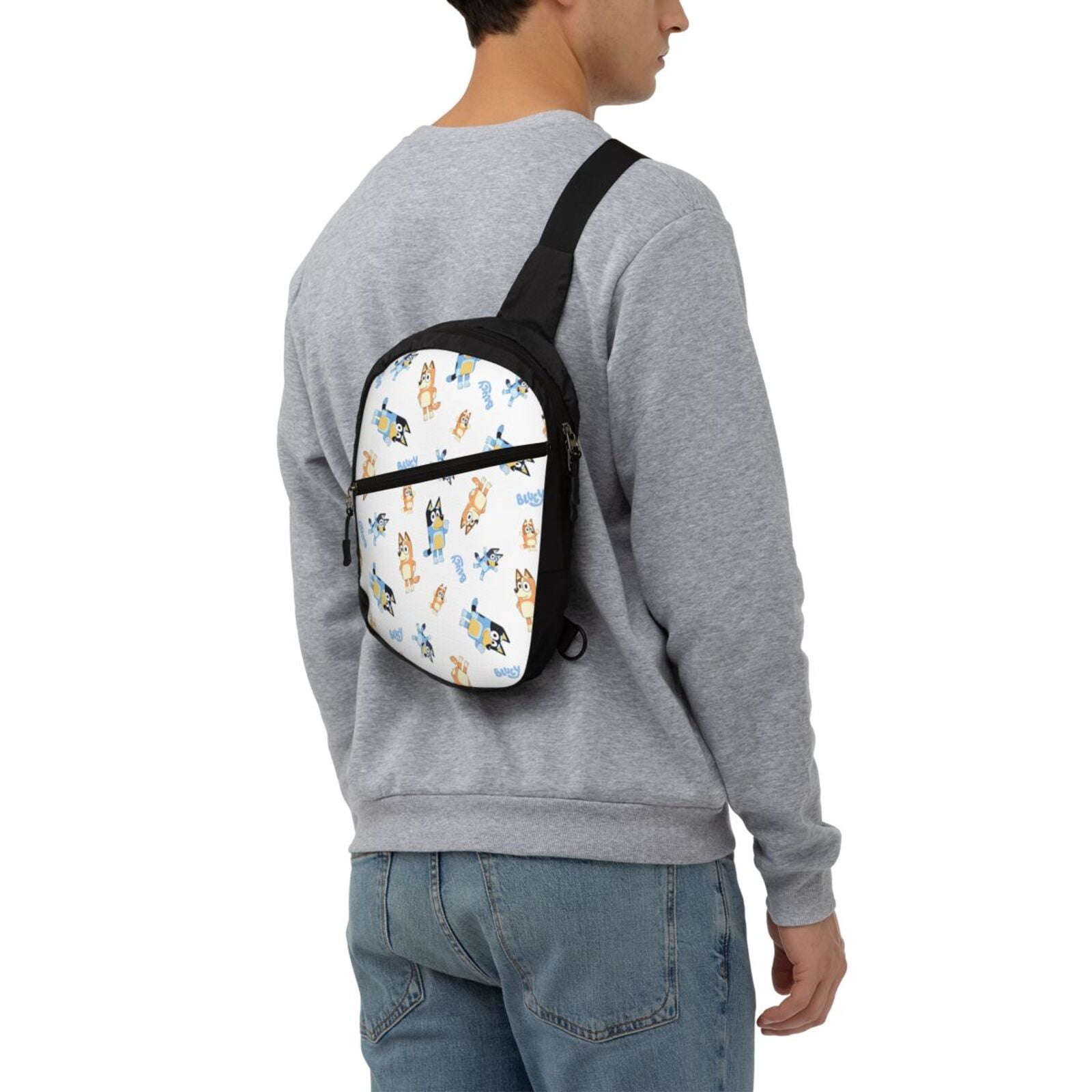 Kowoue Bluey Pattern Chest Pack Crossbody Bag - Portable and Lightweight Sling Bag for Travel, Hiking, Shopping with Adjustable Strap and Zipper Pockets