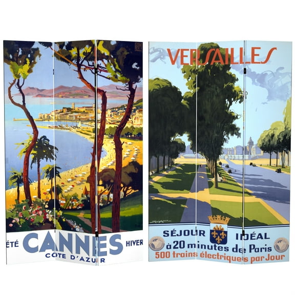 Oriental Furniture 6 ft. Tall Cannes/Versailles Canvas Room Divider - 3 Panel