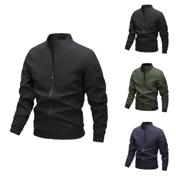 Baseball Jackets for Men 2025 Lightweight Casual Stand Collar Zip Up Jacket with Pockets Outerwear Coat