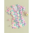 thumbnail image 3 of Satin Pajama Set for Kid Baby Girl Boy Button-up Tops Shorts Sleepwear Nightwear Loungewear Outfits, 3 of 9