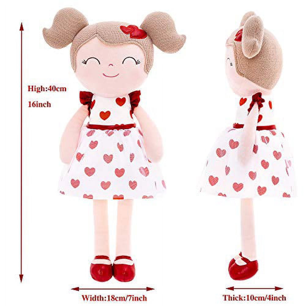 Gloveleya Baby Doll Baby Girl Gifts Soft First Baby Doll Plush Dolls Red Heart 16 Inches with Gift Box
