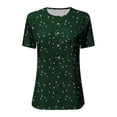 thumbnail image 2 of Blusa de poliéster de manga corta informal con cuello redondo y camiseta superior para mujer para primavera y verano, 2 of 4