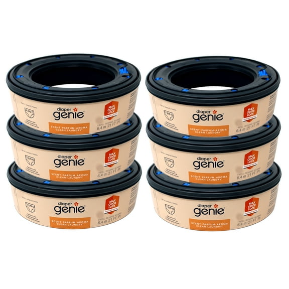 6 Pack - Diaper Genie Bags Refills, Clean Laundry Scent, with Max Odor Lock, 270 Count (21 FT)