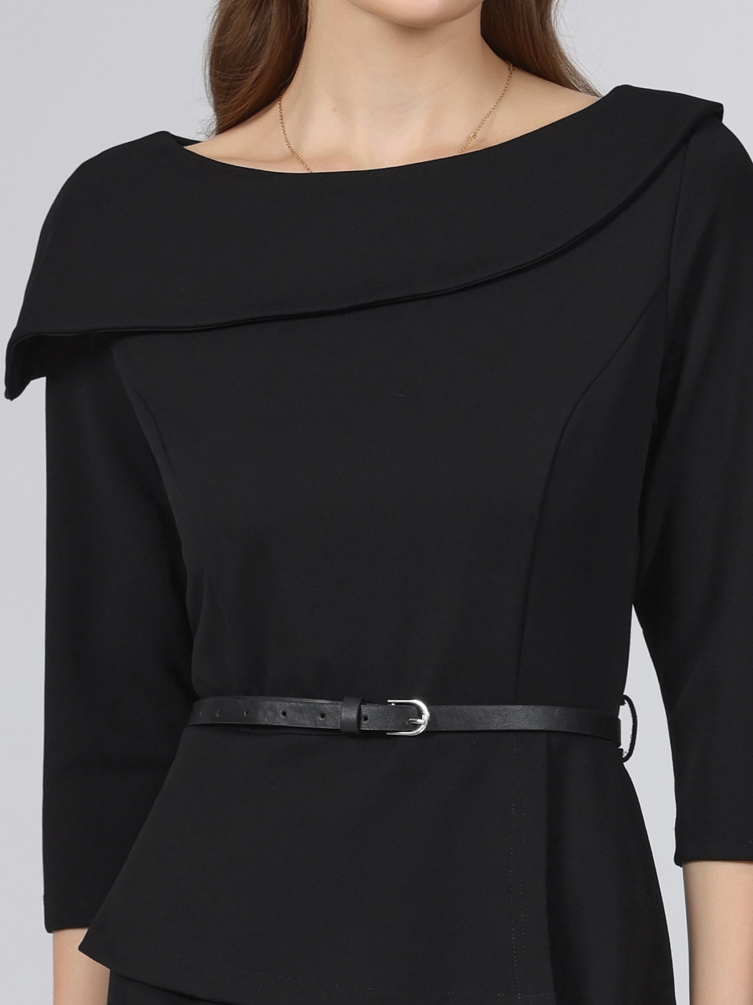 DARING DIVA Women's 3/4 Sleeve Pencil Dress Boat Neck Work Dress XL Black