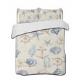 thumbnail image 2 of Nautical Coastal Queen Size Down Alternative Comforter, Lightweight Comforter Quilt Bedding Set with Pillow Shams Vintage Beach Coral Starfish Shell All Seasons Bed Comforter Duvet Insert 90"x96", 2 of 7